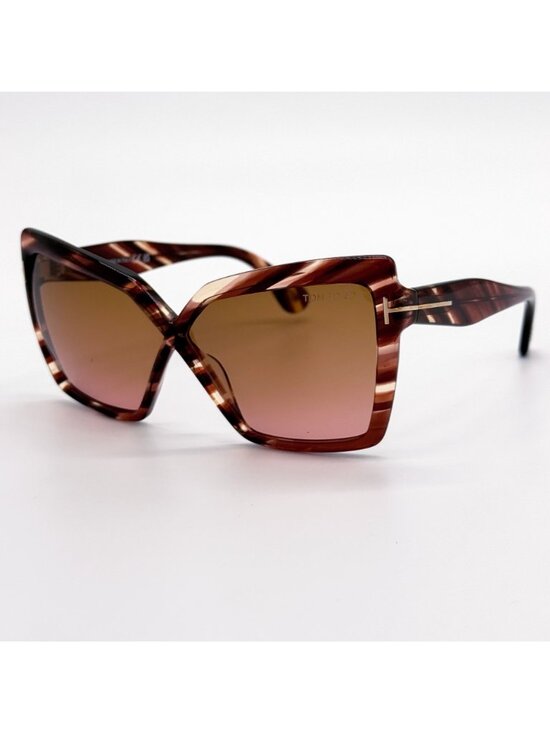 New Tom Ford Fiore TF1195 54F Butterfly Havana Brown Women Sunglasses Authentic
